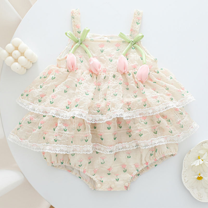 Baby Clothing Online - Baby Girl Summer Princess Strap Bodysuit