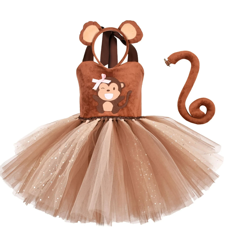 Baby Clothing Crochet - Brown Monkey Tutu Dress for Baby