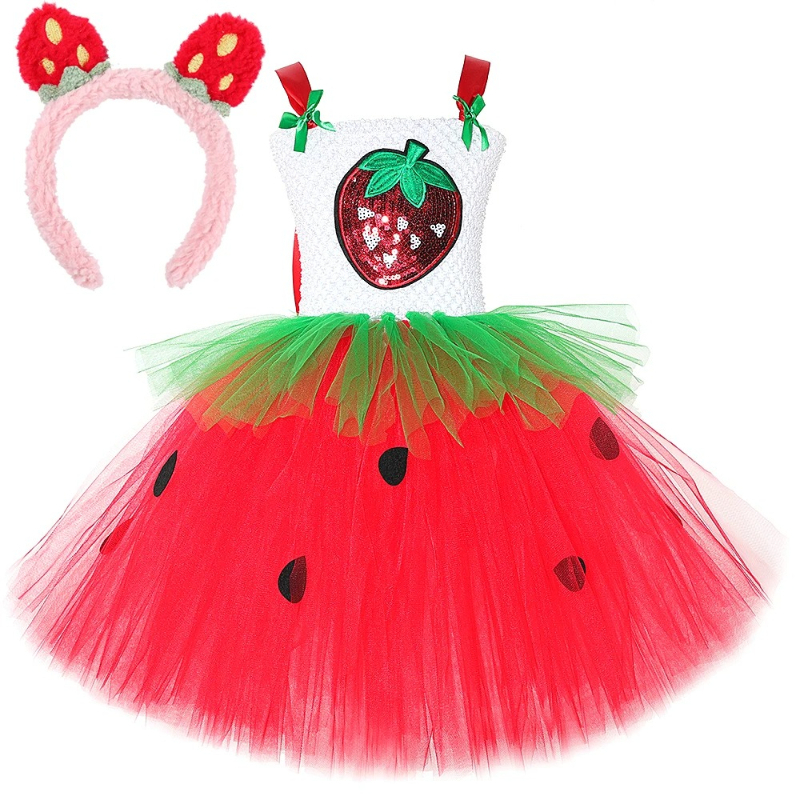 Baby Clothing Crochet - Sparkle Strawberry Costume for Baby Girls