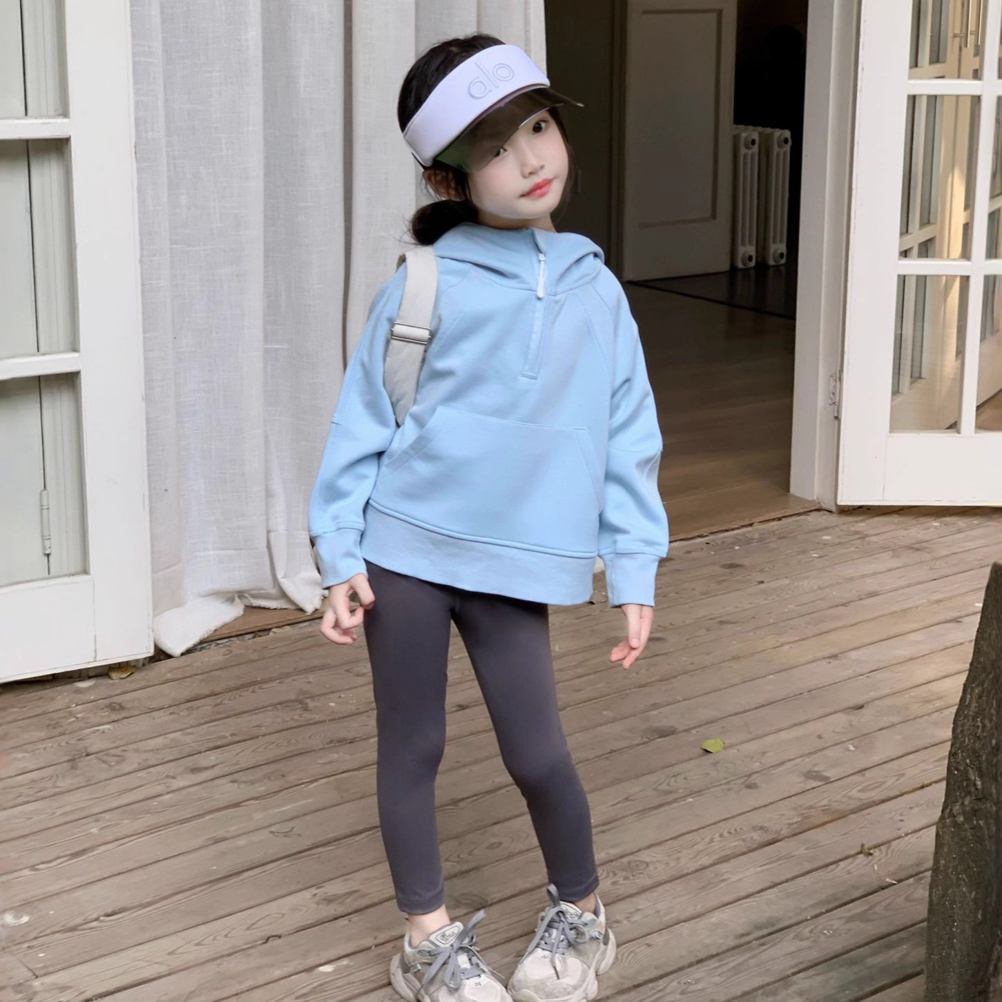 Baby Yoga Clothing - Girls' Hooded Sweater with Yoga Shark