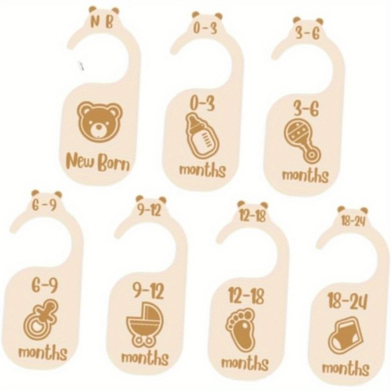 Baby Clothing Hanger Dividers - 7Pieces Wooden Baby Closet Dividers for