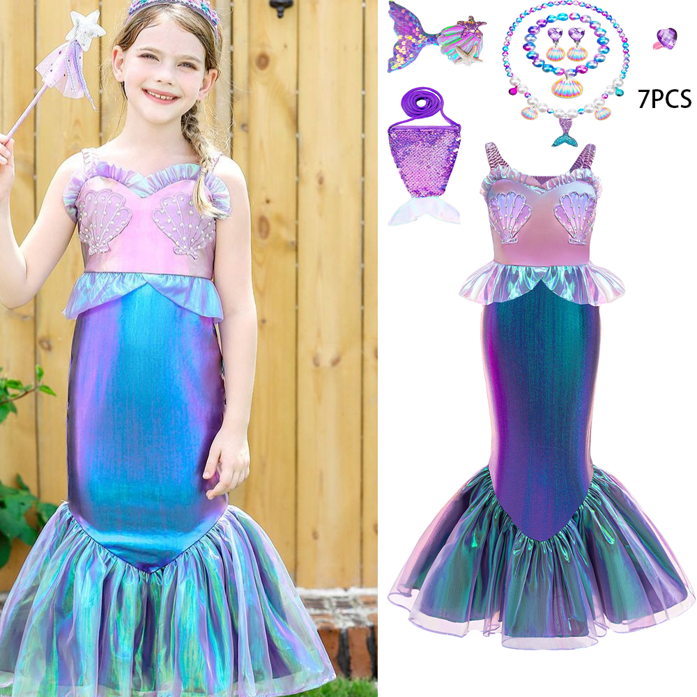 7pcs Girls Little Mermaid Cosp – обзор и цена Baby Clothing Size